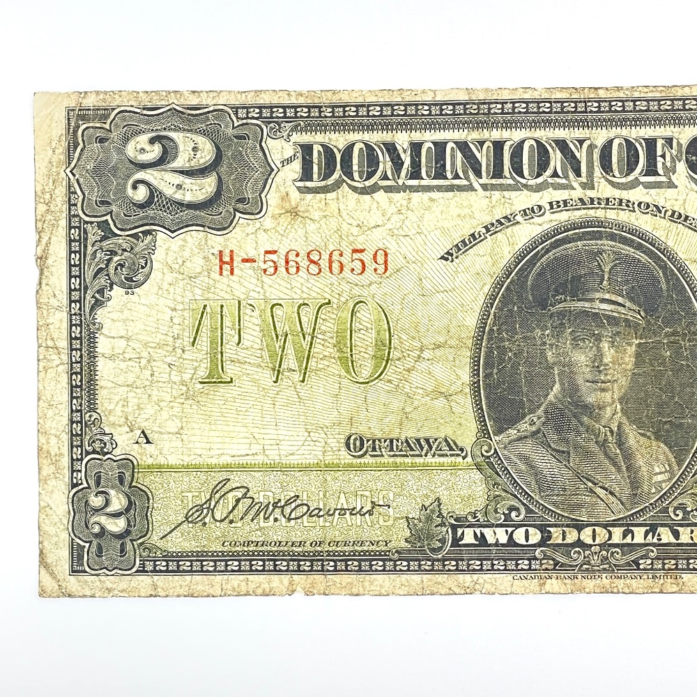 1923 Dominion of Canada Two Dollar Bill Collectible - Picture 2 of 8